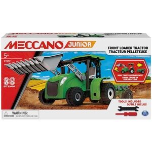 Meccano Junior Front Loader Tractor With Moving Parts And Real Tools Building